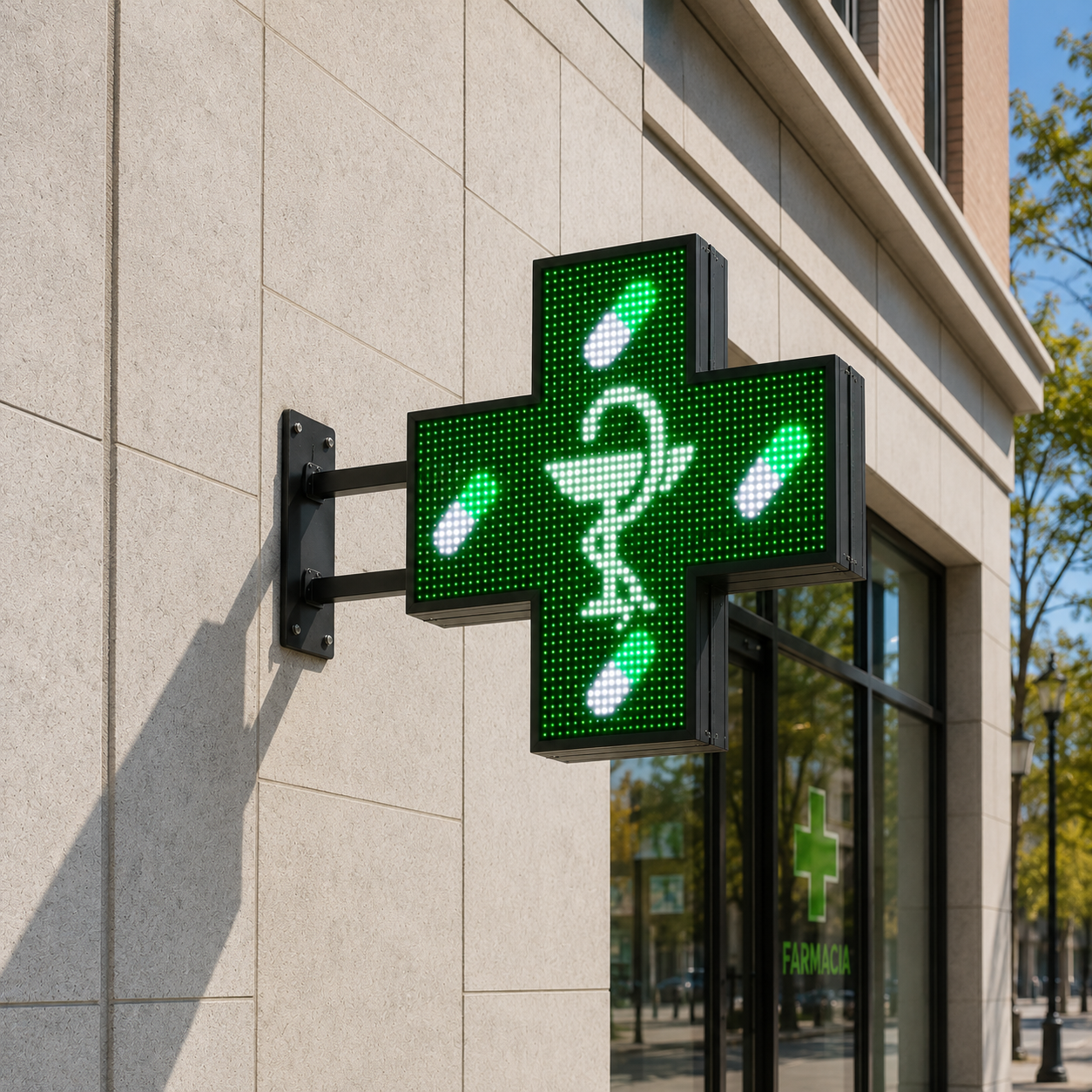 Letrero LED para Farmacia de Alta Calidad - Cruz de Farmacia con Pantalla LED 576*576 mm