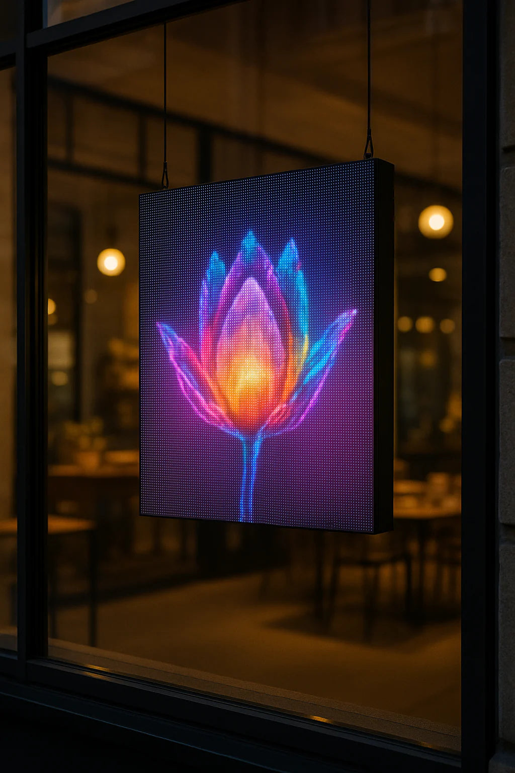 SPARK series LED display for storefronts, ideal for very sunny areas